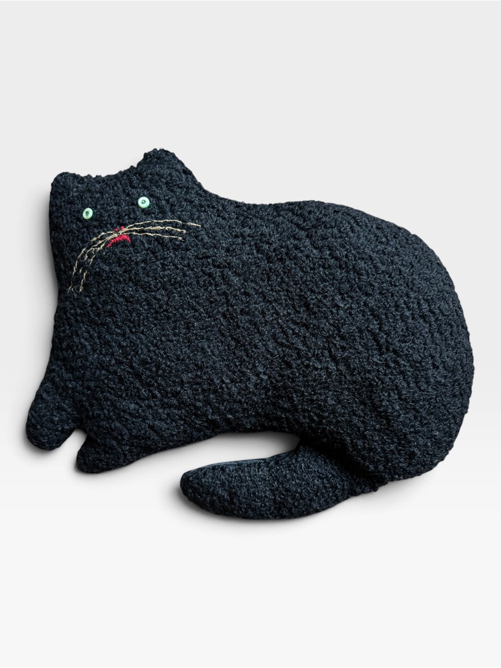 Vintage Handmade Black Cat Decorative Pillow